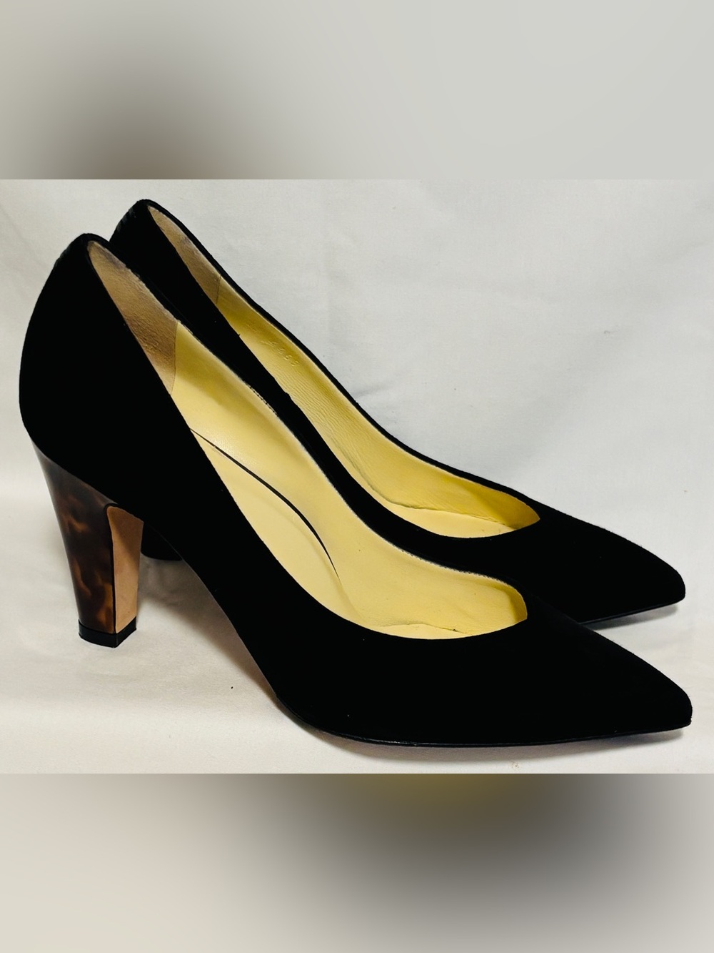 Sarah Flint JAY Pump Black Suede Tortoiseshell Heel Size 37/7